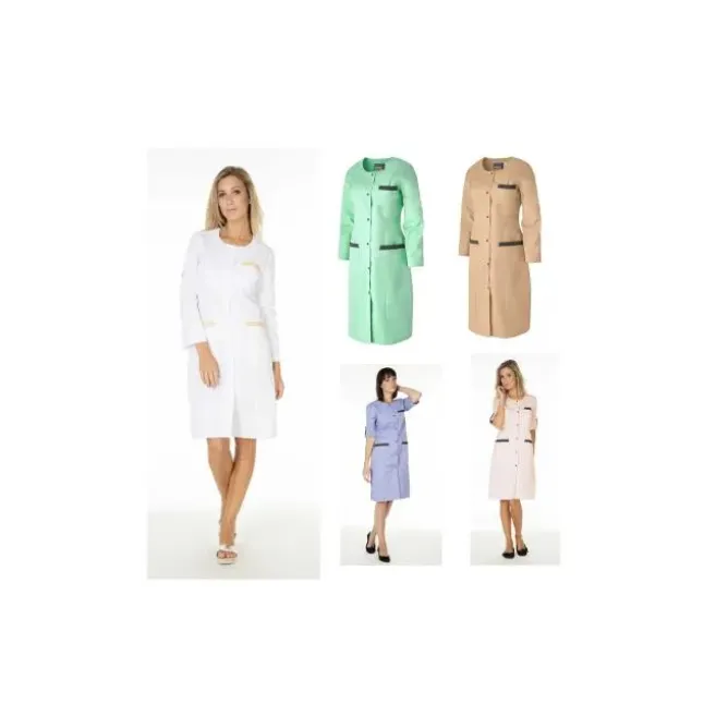 Camice Da Lavoro Molinel Caroline CAROLINEMTBC/M Multitasche Lungo Donna Pulizie Benessere Con Maniche Convertibili