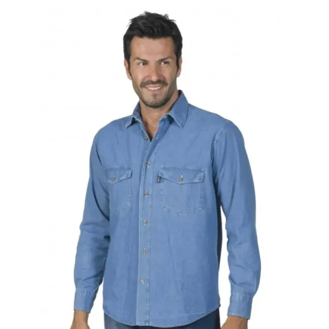 Camicia da lavoro Manica Lunga Jeans 100% cotone Logica 8165-L