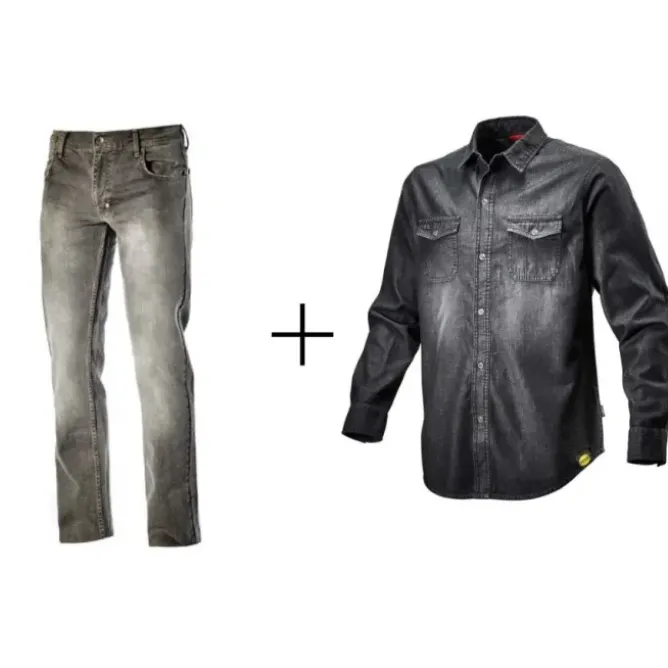 Completo da lavoro Diadora Pantaloni da lavoro in Jeans Stone & Camicia in Denim Diadora