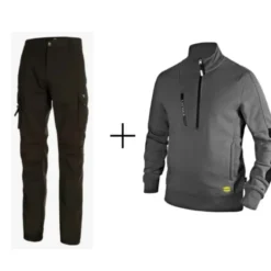 Completo da lavoro Pantaloni da lavoro Diadora Multitasche Win II & Felpa da lavoro Mezza zip Diadora Sweatshirt HZ Litework