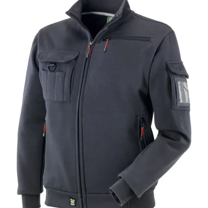 Felpa da Lavoro Neri multitasche con zip Brez 455080