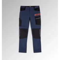 Fuori tutto - Pantalone da Lavoro Stretch Multitasche Diadora Hybrid Poly Performance 702.180800 Colore Blu/Nero Taglia S