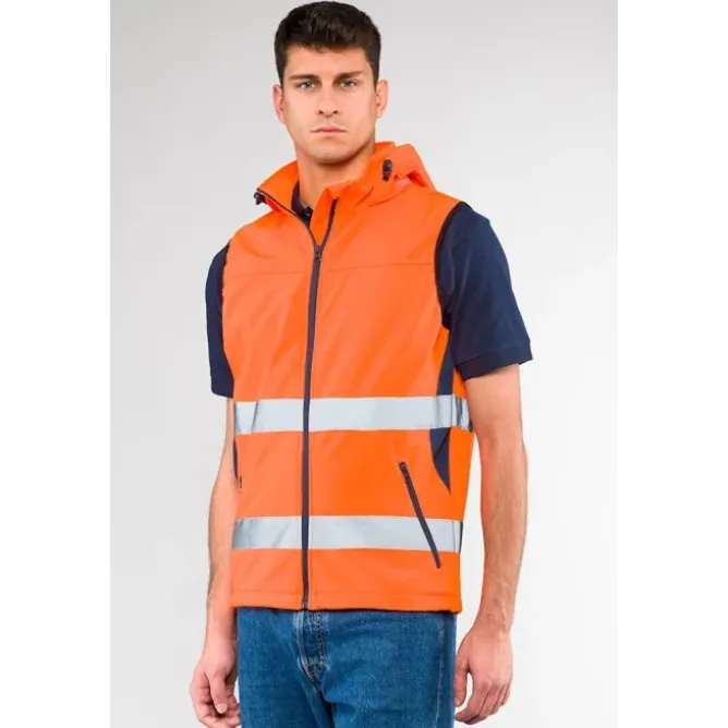 Gilet da Lavoro Alta Visibilità con Cappuccio Zip Intera Sottozero Ecolight 2690