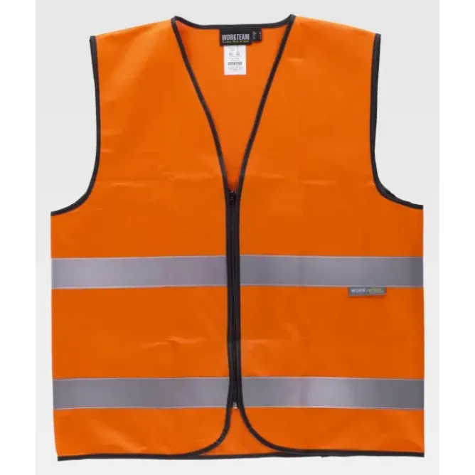 Gilet da Lavoro con Cerniera e Bande Alta Visibilità C3610 - Workteam