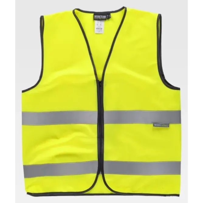 Gilet da Lavoro con Cerniera e Bande Alta Visibilità C3610 - Workteam