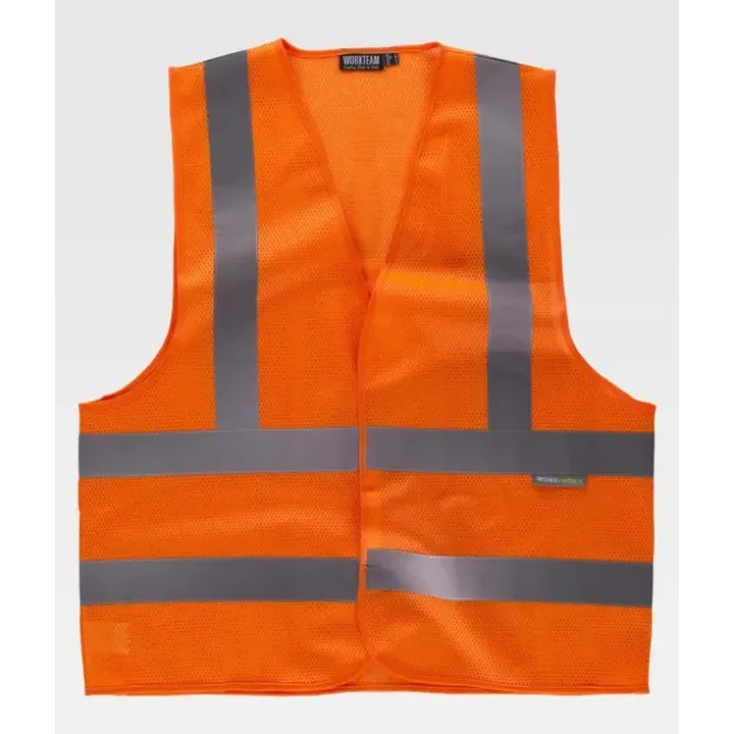 Gilet da Lavoro con Cerniera e Bande Alta Visibilità C3613 - Workteam