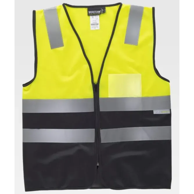 Gilet da Lavoro con Cerniera e Bande Alta Visibilità C3615 - Workteam