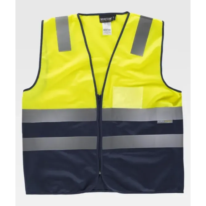 Gilet da Lavoro con Cerniera e Bande Alta Visibilità C3615 - Workteam