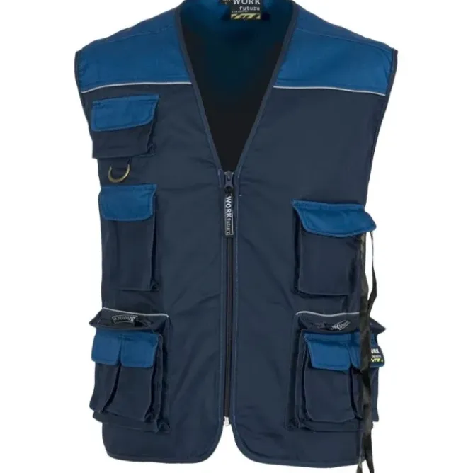 Gilet da lavoro estivo multitasche con collo a V e dettagli riflettenti - Workteam