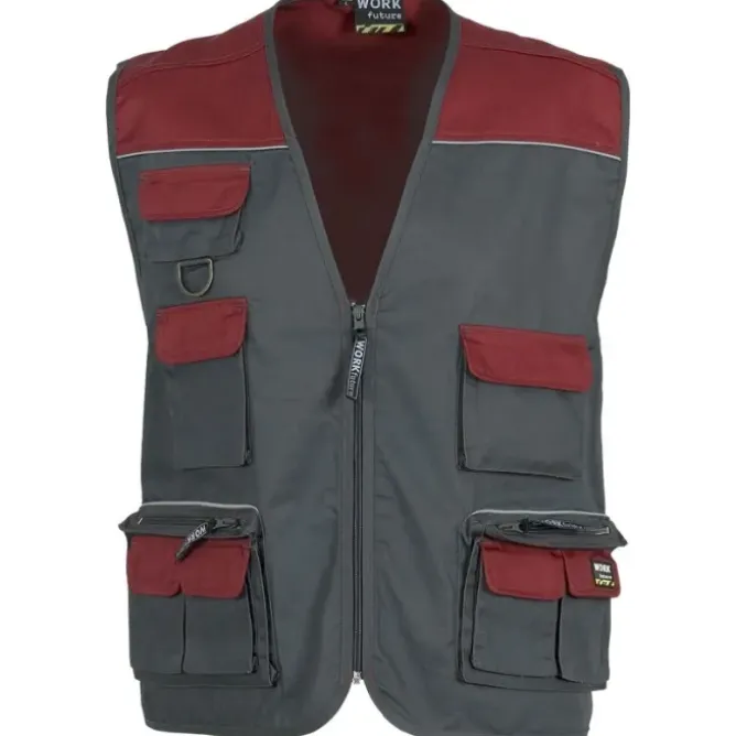 Gilet da lavoro estivo multitasche con collo a V e dettagli riflettenti - Workteam