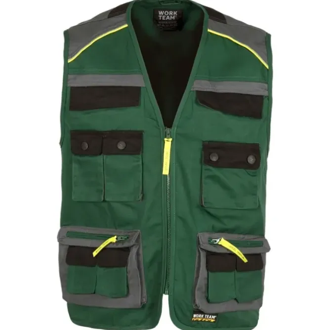Gilet safari estivo multitasche con dettagli riflettenti - Workteam