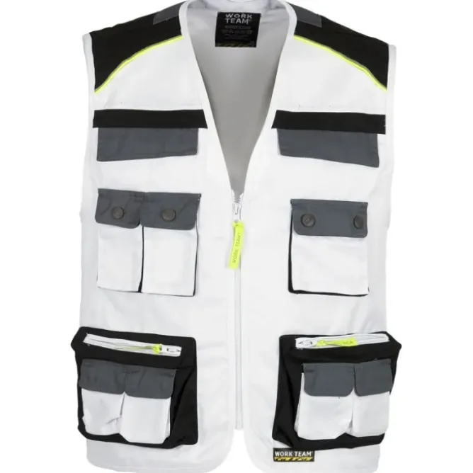 Gilet safari estivo multitasche con dettagli riflettenti - Workteam