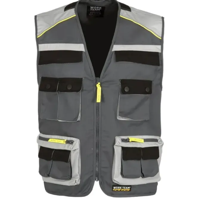 Gilet safari estivo multitasche con dettagli riflettenti - Workteam