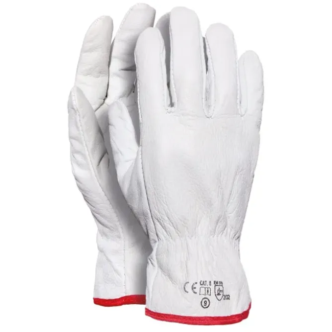 Guanti da lavoro in Pelle Fiore Bovino bianco orlato 005/B