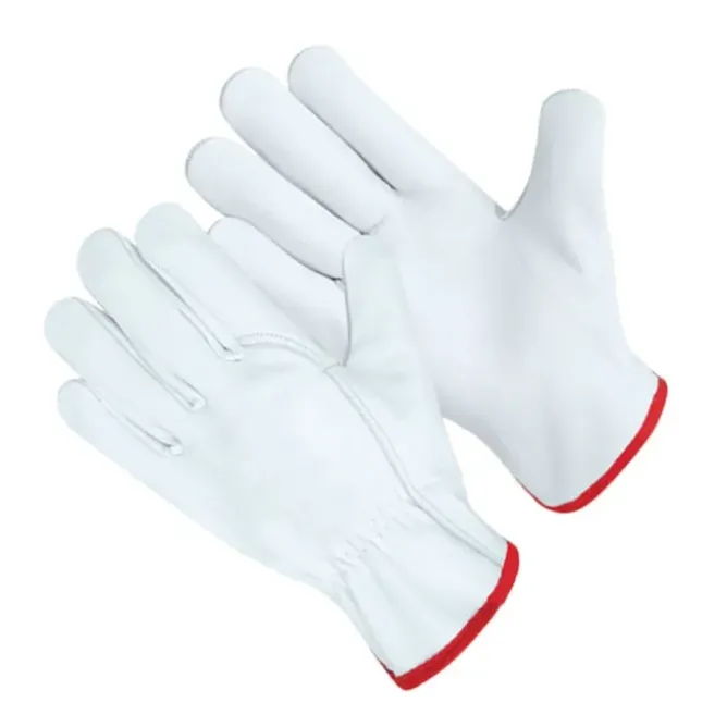 Guanti da lavoro in Pelle Fiore Bovino bianco orlato 005/B