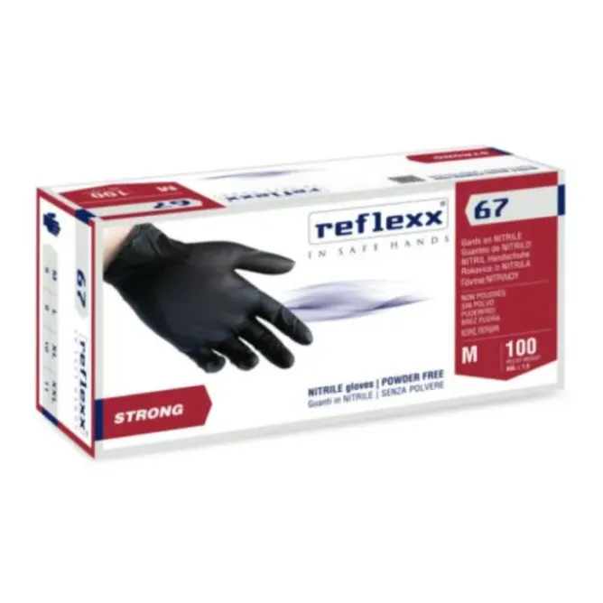 Guanti in Nitrile Neri senza polvere Reflexx 67