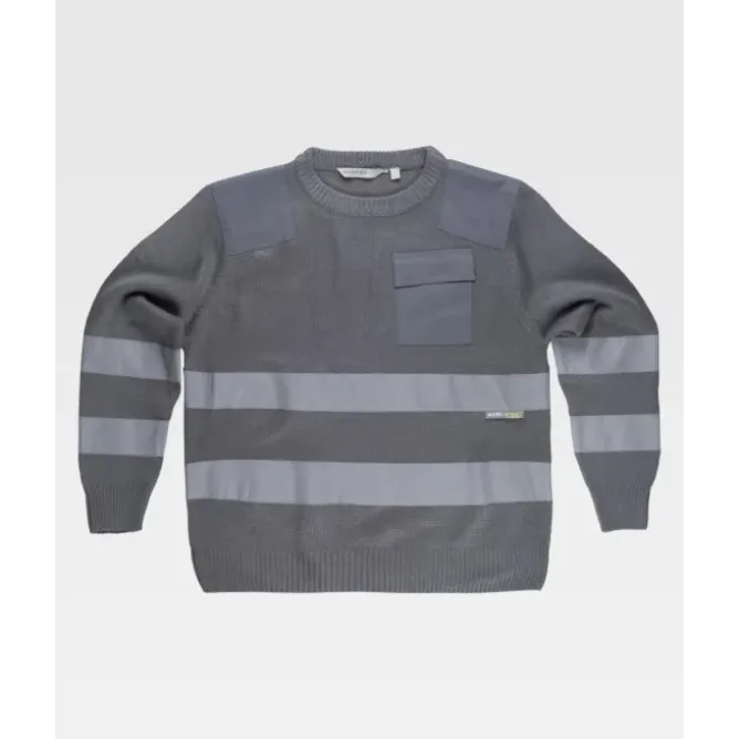 Maglione da Lavoro Girocollo con Bande Rinfrangenti S5507 - Workteam