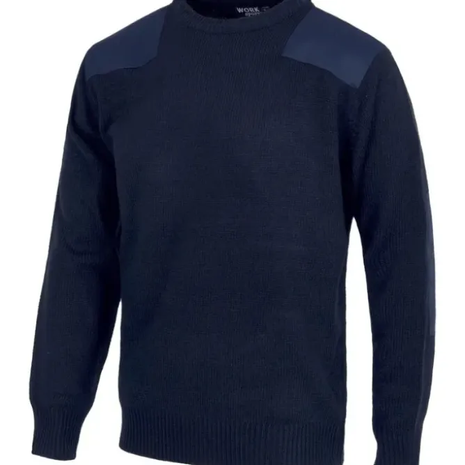 Maglione girocollo in punto grosso con rinforzi - Workteam