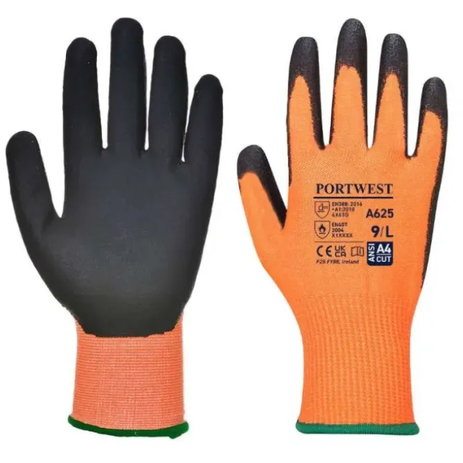 12 Paia - Guanti da Lavoro Antitaglio Vis-Tex - PU - A625 Portwest