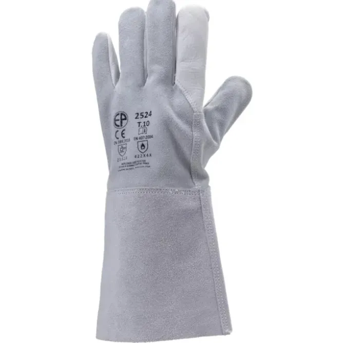 12 Paia - Guanti Da Lavoro Coverguard In Pelle Euroweld MO2524 Saldatore