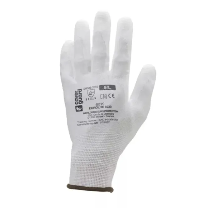 10 Paia - Guanti Da Lavoro Coverguard In Poliuretano Eurolite MO6020 Rischi Meccanici
