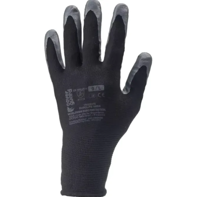 12 Paia - Guanti Da Lavoro Coverguard In Nitrile Eurolite 1NIAB Rischi Meccanici