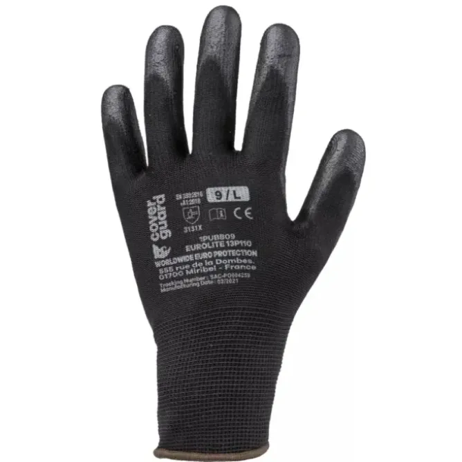 10 Paia - Guanti Da Lavoro Coverguard In Poliuretano Eurolite 1PUBB Rischi Meccanici