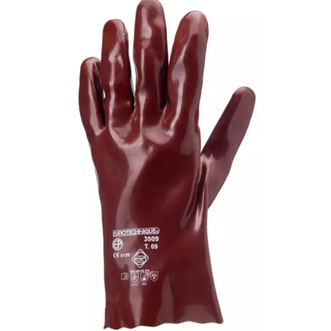10 Paia - Guanti Da Lavoro Coverguard In PVC Eurochem MO3510 Rischio Chimico