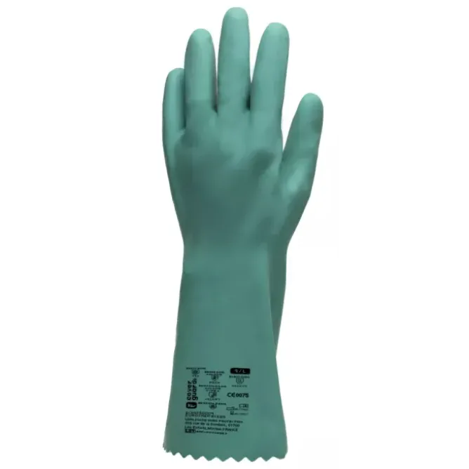 12 Paia - Guanti Da Lavoro Coverguard In Nitrile Eurochem NI550 1CHNI50 Protezione Chimica
