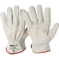 12 Paia - Guanti da lavoro in Pelle fiore Bovino Top quality Edilizia - 07140