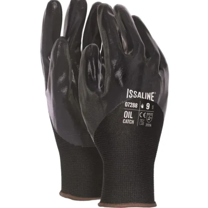 12 Paia - Guanti da lavoro Oil Catch Nitrile - Issa Line 07288