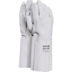 12 Paia - Guanti da lavoro Rinforzato in Pelle Crosta di Bovino Manichetta cm 15 - Issa Line 07122