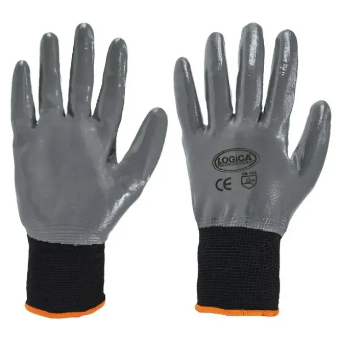 12 Paia - Guanti da lavoro Spalmati in Nitrile Logica TECNO125