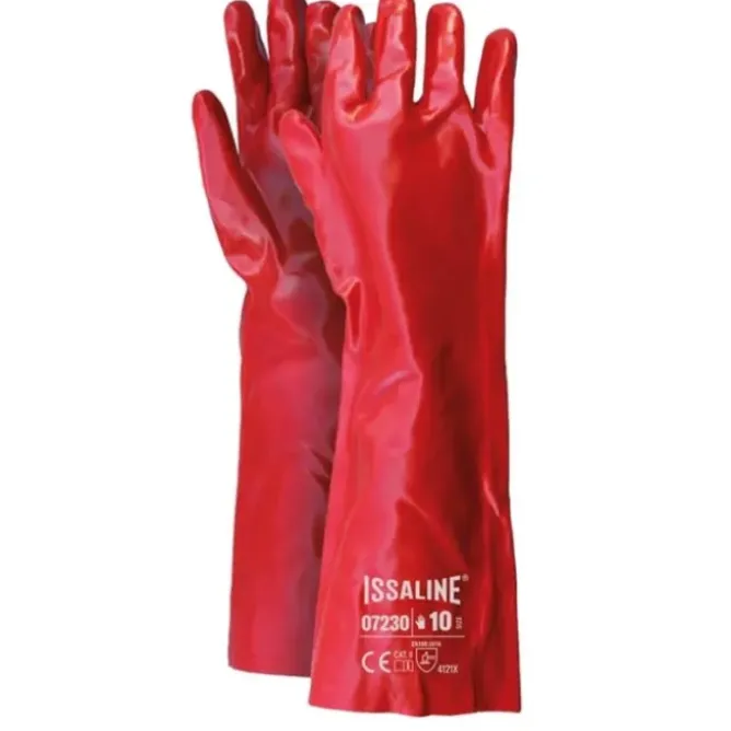 12 Paia - Guanti da lavoro Spalmato PVC Cotone 35 cm - Issa Line 07230