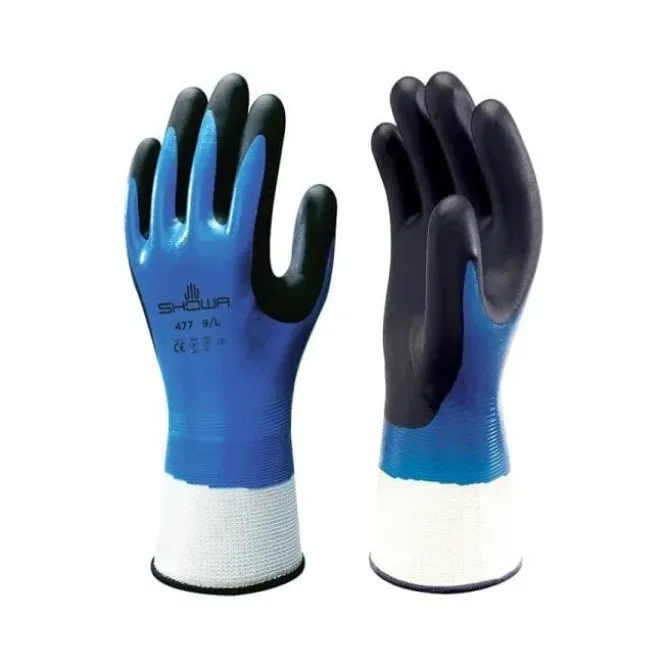 5 Paia - Guanti Showa 477 schiuma di Nitrile su fodera isolante TERMICO Impermeabile sh477