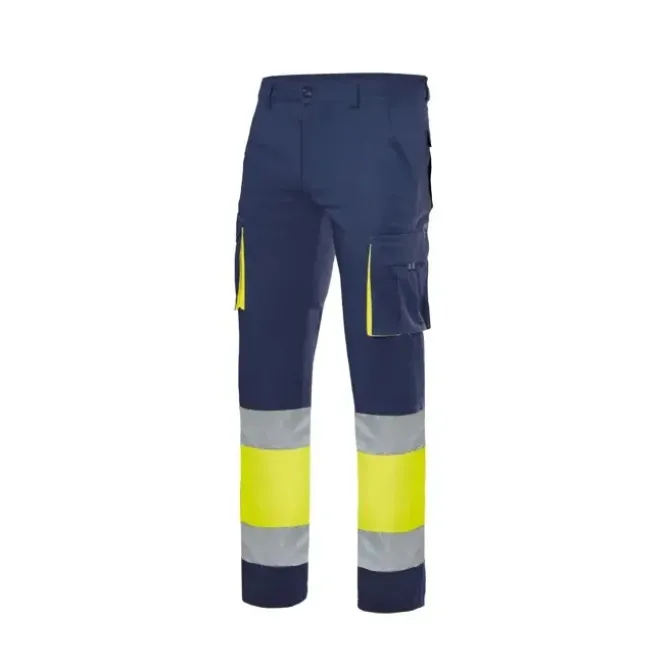 Pantalone bicolore da Lavoro 100% Cotone Alta Visibilità Multitasche Velilla 303007
