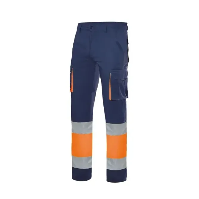 Pantalone bicolore da Lavoro 100% Cotone Alta Visibilità Multitasche Velilla 303007