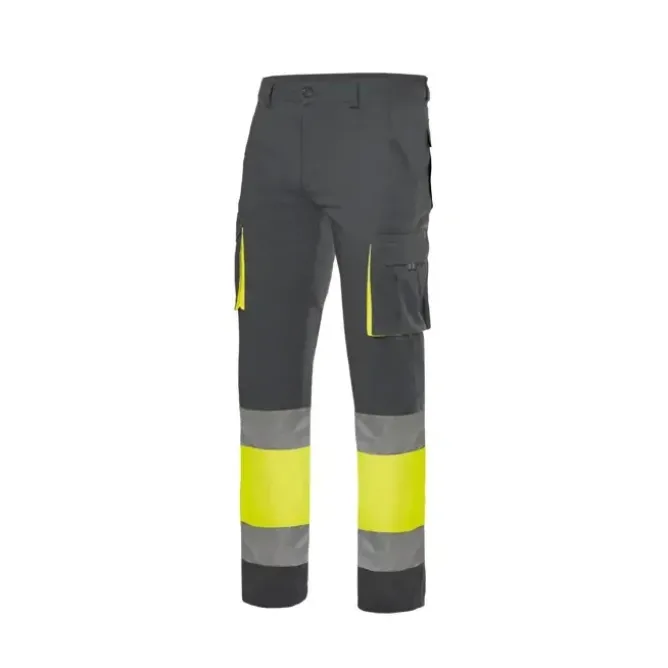 Pantalone bicolore da Lavoro 100% Cotone Alta Visibilità Multitasche Velilla 303007