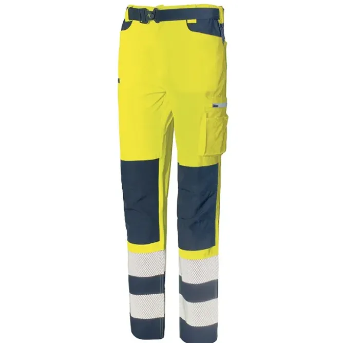 Pantalone da Lavoro Alta Visibilità Multitasche Stretch Issa Line Softshell HI-VI 8450B