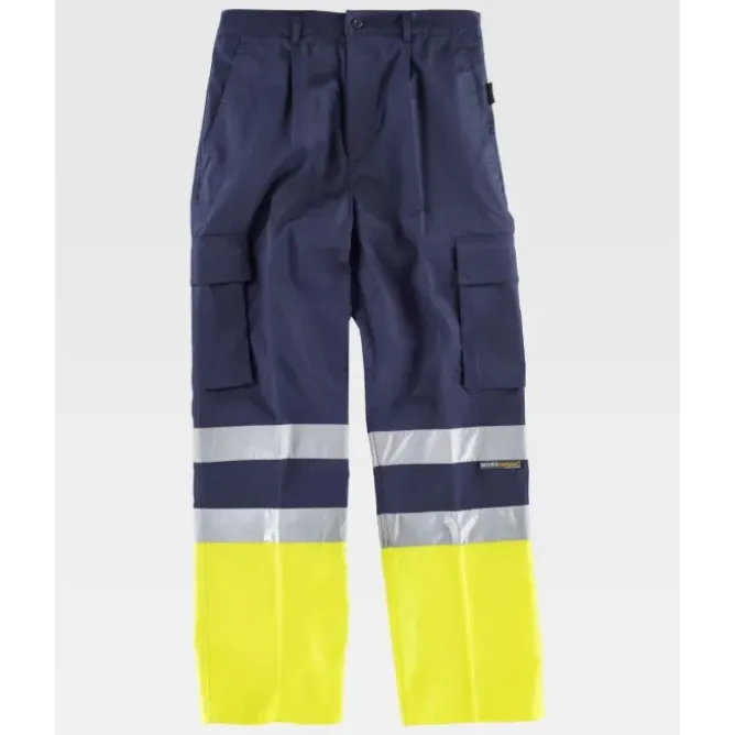 Pantalone da Lavoro Bicolore C/Bande Alta Visibilità C4014 - Workteam