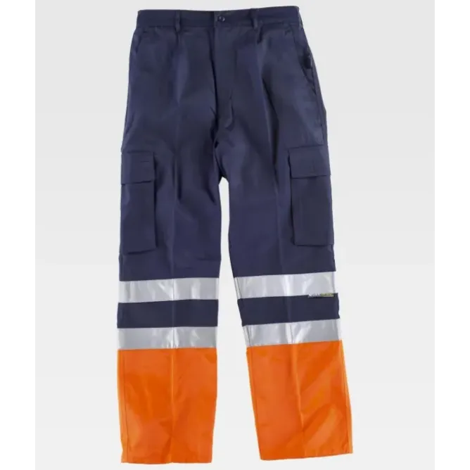 Pantalone da Lavoro Bicolore C/Bande Alta Visibilità C4014 - Workteam