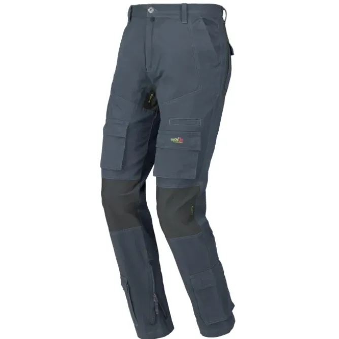 Pantalone da lavoro ISSA LINE Stretch On 8738 BLU Multitasche Tasche Laterali 100% Cotone