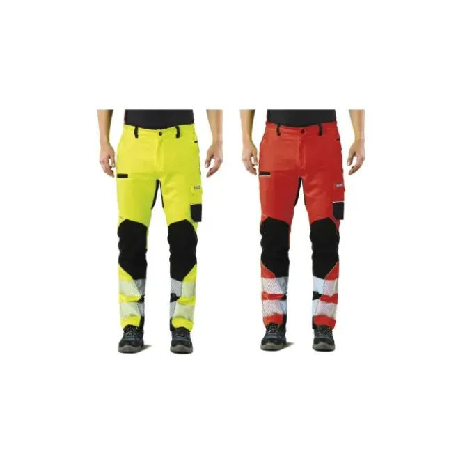 Pantaloni Da Lavoro Alta Visibilità Multitasche Stretch Issa Line Extreme Trousers 8830BHV