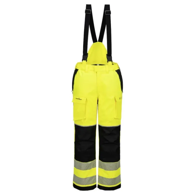 Pantaloni da Lavoro Portwest Alta Visibilità FR426 Multitasche Ignufugo Impermeabile Invernale Con Bretelle Staccabili