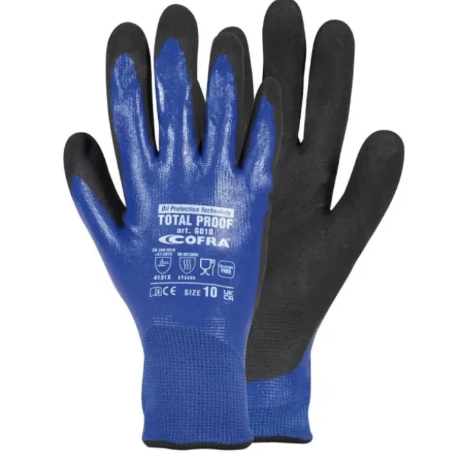 12 Pezzi - Guanti da Lavoro in Nitrile Cofra Total Proof G010