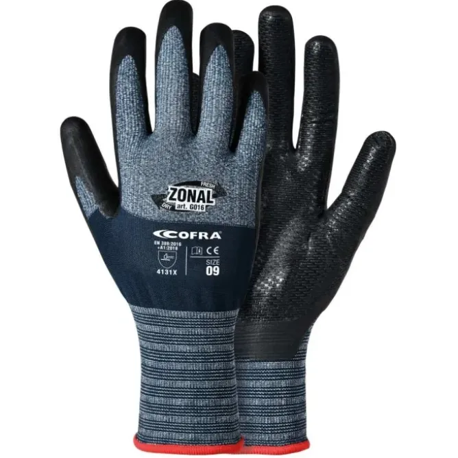 12 Pezzi - Guanti da Lavoro in Nitrile Cofra Zonal G016