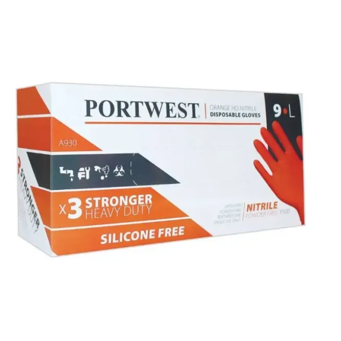 100 Pezzi - Guanti da Lavoro Monouso HD Portwest Orange - A930 Portwest
