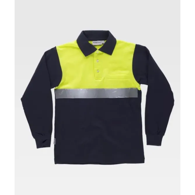 Polo da Lavoro Manica Lunga 100% Cotone Alta Visibilità C3843 - Workteam