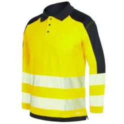Polo manica lunga Alta Visibilità con bande segmentate termosaldate Issa Line HV 08194N