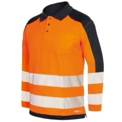 Polo manica lunga Alta Visibilità con bande segmentate termosaldate Issa Line HV 08194N